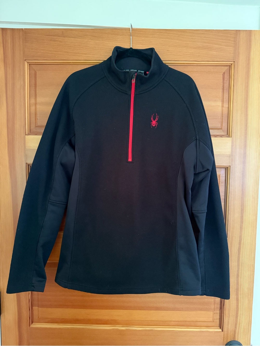 Spyder Black Fleece Pullover with Red Tag and Logo